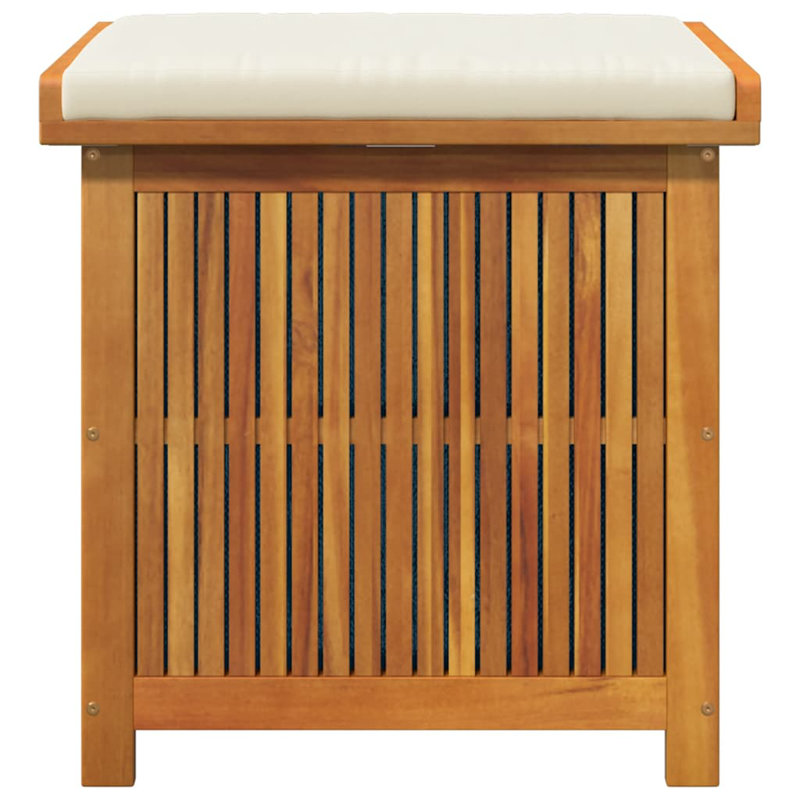 Vidaxl Outdoor Cushion Box Solid Wood Acacia, 24" H x 23.6" W x 19.7" D, Brown/White