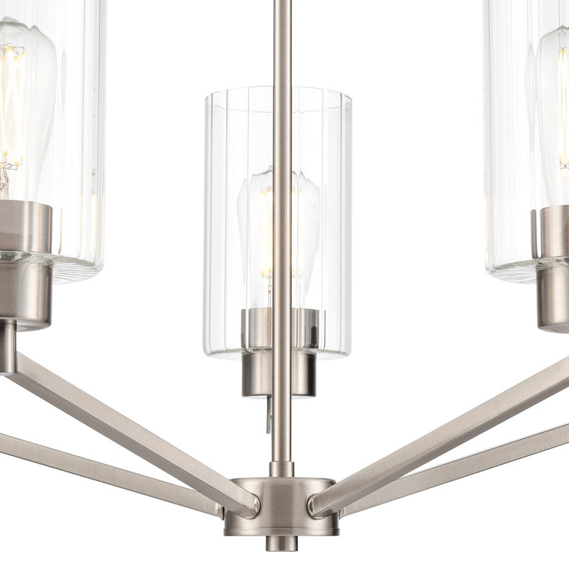 Beverlly Chandelier - Brushed Nickel, 22.25" H x 26" W x 26" D, 5