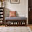 43.7''W Solid Rubber Wood  Upholstered Shoe Bench