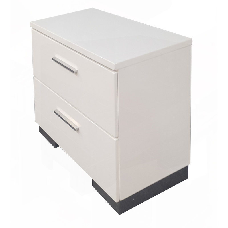 ACME Lorimar Nightstand, White & Chrome Leg