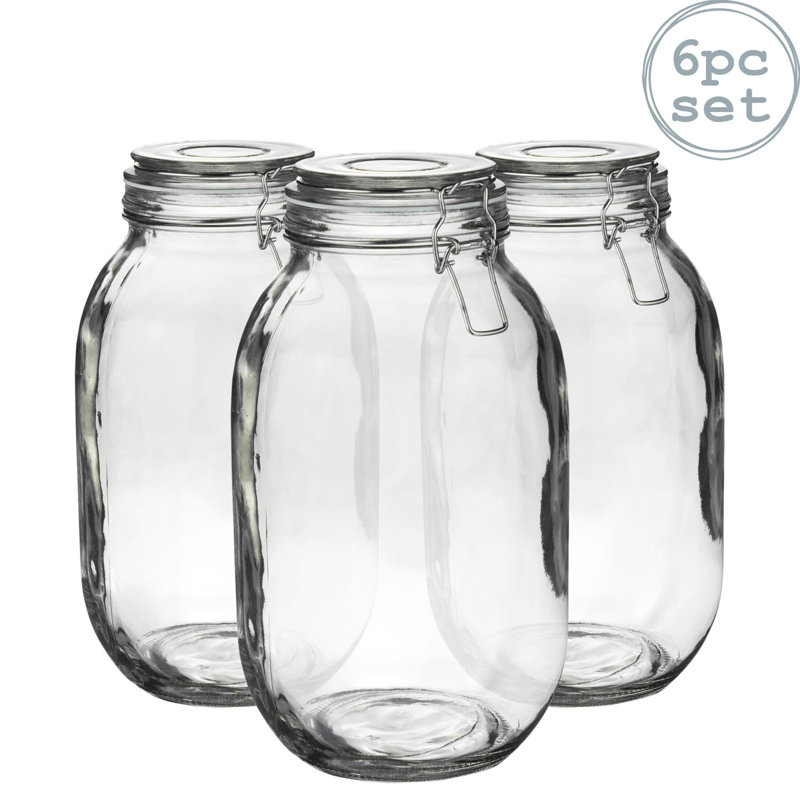 Argon Tableware - Glass Storage Jars, White/Clear, 26.5cm H x 14.5cm W x 14.5cm D