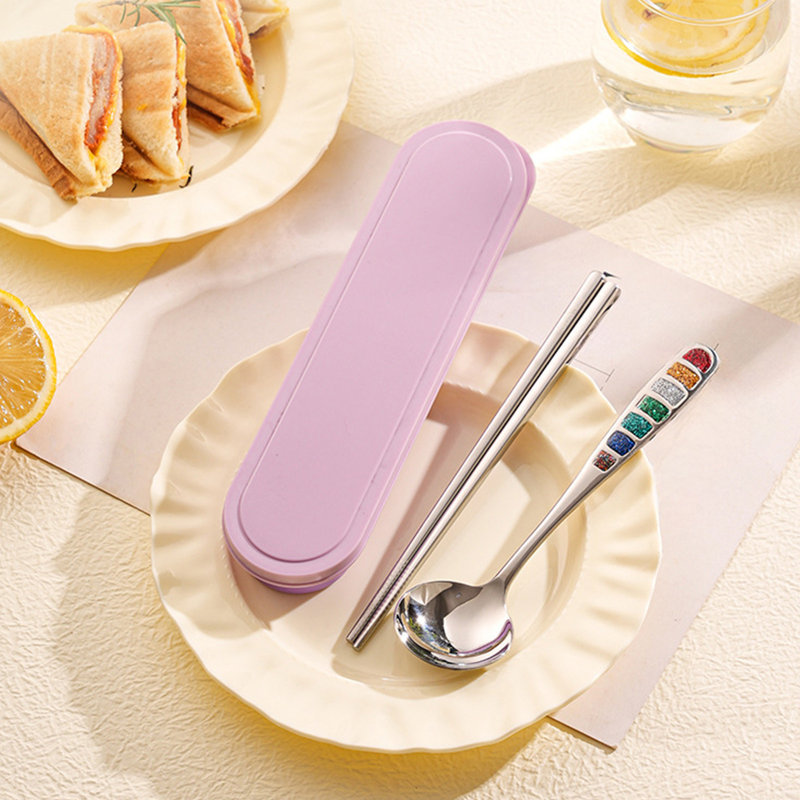 Ensemble de couverts en acier inoxydable Ensemble de couverts portatifs en acier inoxydable, Mauve