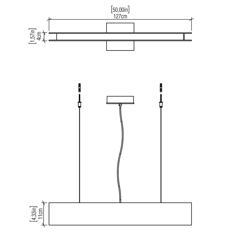 Luminaire suspendu Clean Clean, Louro Freijó, H 4,29 po x l 49,53 po x P 1,56 po
