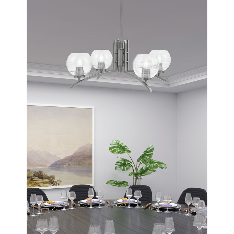 Lustre lumineux en verre nervuré de 6 po Kurve, Graphite, H 58,25 po x l 27,5 po x P 27,5 po, 4