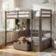Lit mezzanine simple Cally avec rangement pour poste de travail et garde-corps, gris