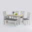 Ensemble de table de salle à manger 6 pièces en bois massif avec 2 tiroirs, 4 chaises et 1 banc, ensemble de salle à manger en bois d'hévéa-104419319