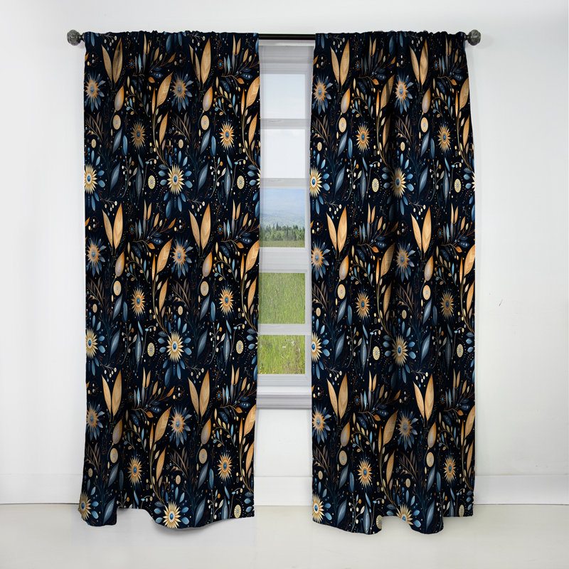 Cosmic Nomad Boho Pattern - Abstract Boho Curtain - Blackout Abstract Curtain - 1 Panels, L 52 po x L 90 po