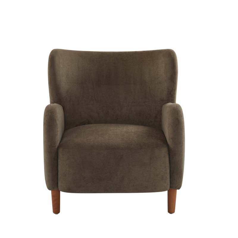 Fauteuils d'appoint modernes, dossier à oreilles en velours, pieds en bois, pour salon.