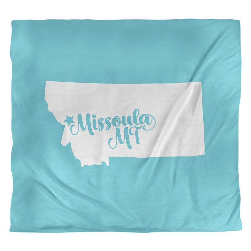 Housse de couette missoula montana, Microfibre, Housse de couette pour grand lit, Bleu sarcelle