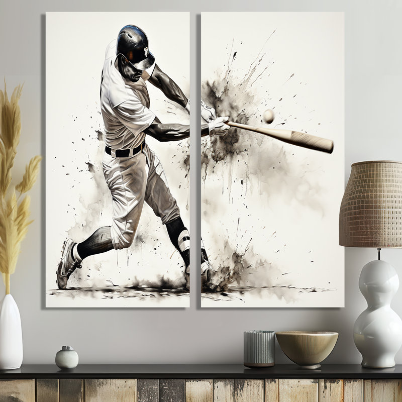 Baseball Minimal Swing II - impressions sur toile modernes, 20" H x 24" W, Wrapped Canvas, Does Not Apply