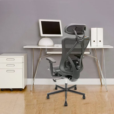 Chaise de bureau en filet, chaises de bureau ergonomiques avec roulettes, support lombaire réglable, accoudoirs, chaise de bureau à haut dossier inclinable avec roulette silencieuse pour le bureau, la maison, les jeux