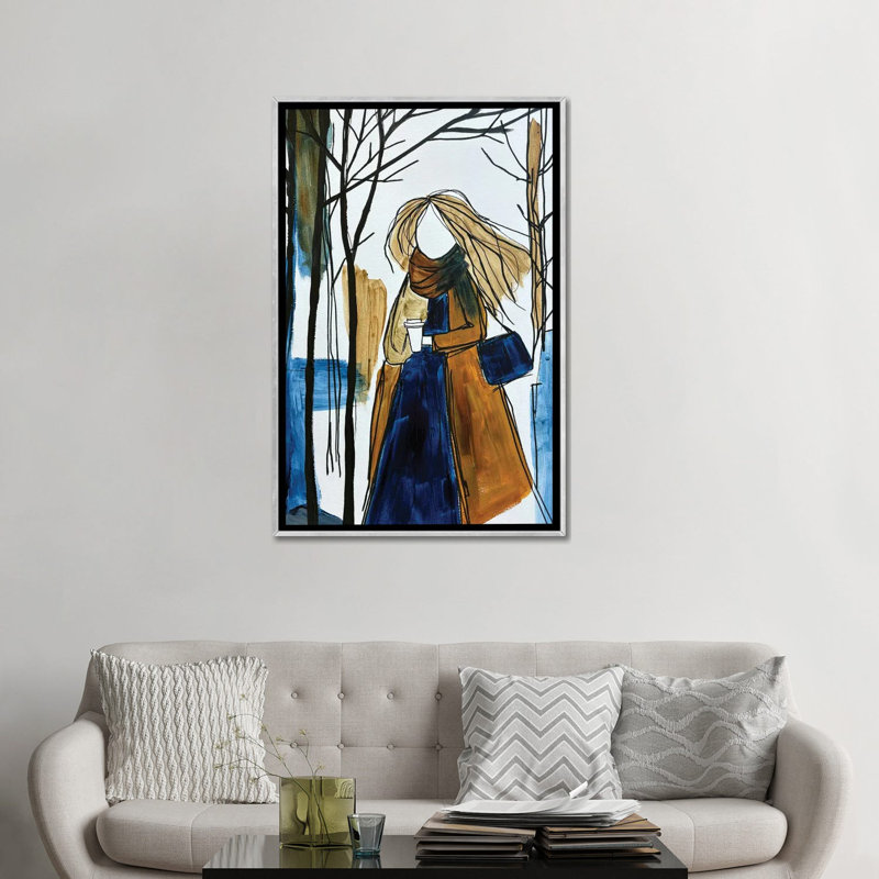 With Morning Coffee - reproduction d'art murale - toile encadrée, H 48 po x l 32 po, Argent