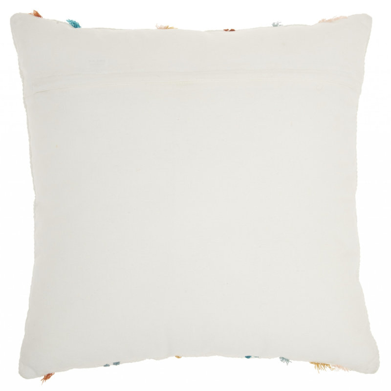Multicolor Embroidered Cotton Square Throw Pillow 18" x 18"