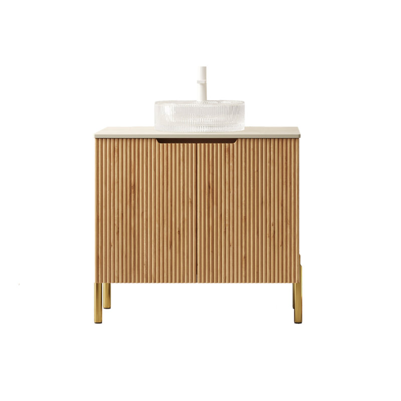 Ensemble de meuble-lavabo et de meuble-lavabo autoportant en contreplaqué avec 2 portes TURio