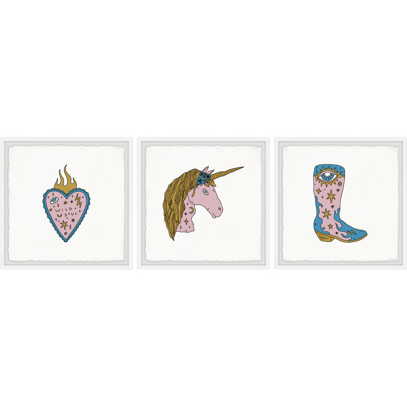 Mohsin Wild Soul And Free Spirit by Marmont Hill - 3 Piece Single Picture Frame Painting Set, 30''H x 30''W