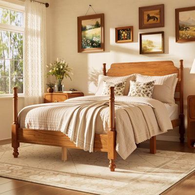 Spindle Bed Frame, Wood Bed Frame With Headboard, Traditional Craftsmanship, Easy Assembly, No Box Spring Required
