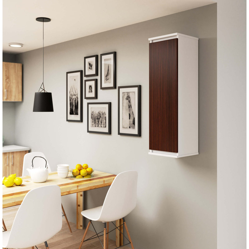Audean 3 Piece Floating Shelf, White/Dark brown wood, 99cm H x 30cm W x 30cm D