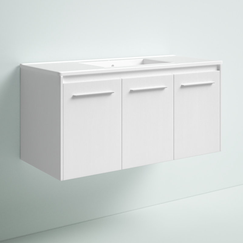 Agostini 40'' Single Bathroom Vanity with Resin Top, White