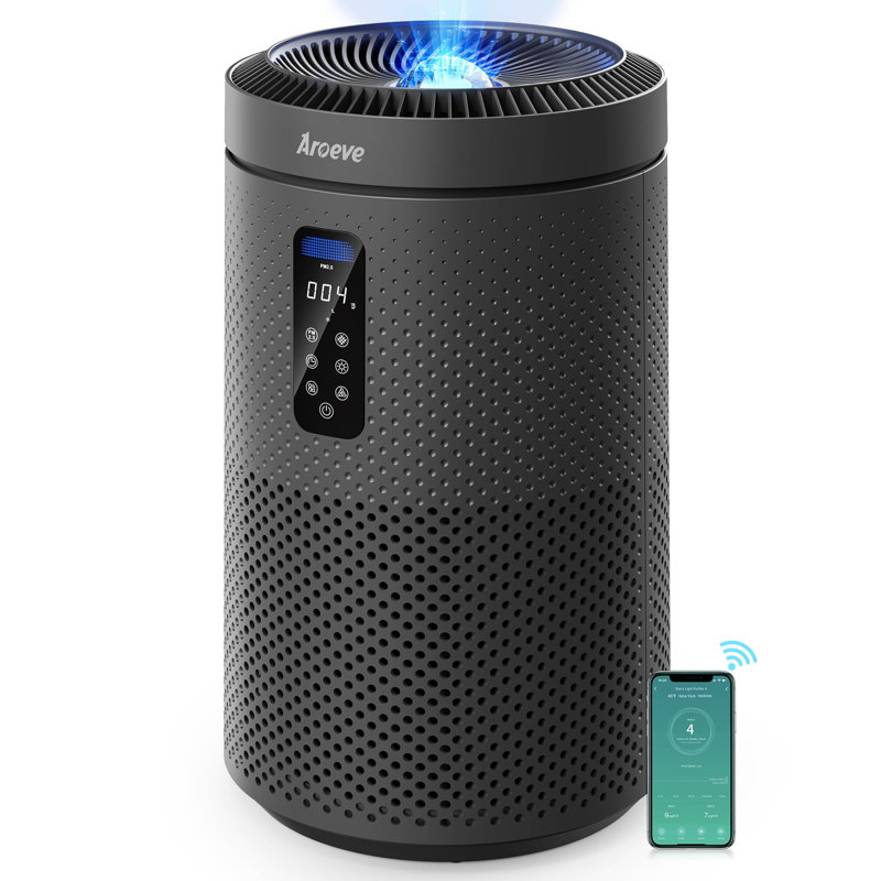 AROEVE Air Purifiers for Home Large Room up to 1782Ft² with Star Projector, Smart WIFI, Air Quality Sensor, UV, Washable Filter for Bedroom Whole Home, MK09W Space Grey
