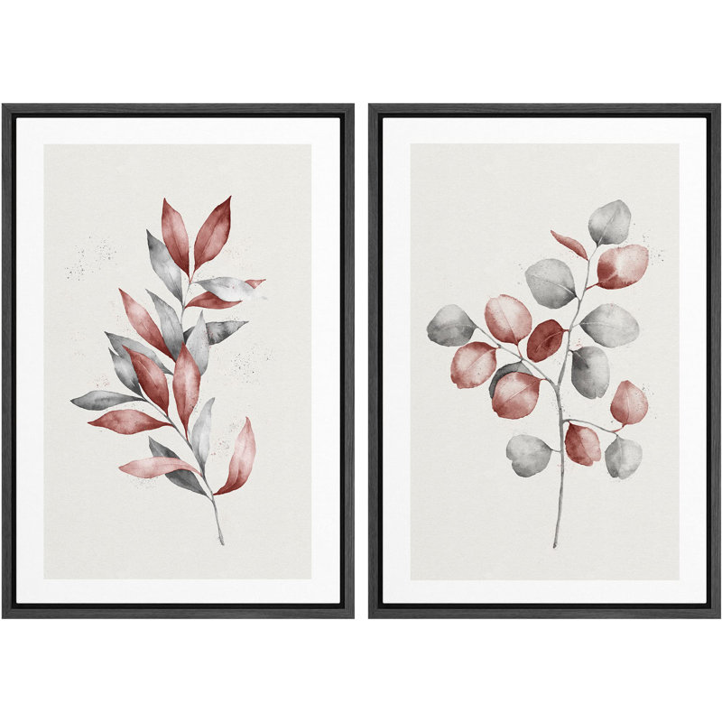 Rouge, rouge, aquarelle, pastel, forêt, plantes, nature sauvage, illustrations, art moderne, rustique minimal, Noir