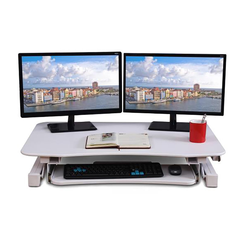 Adjustable Metal Base Standing Desk Converter, White