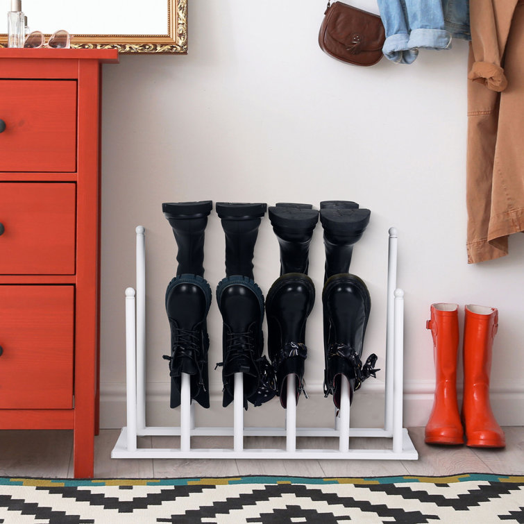 6-Pair Dark Gray Wood Inverted Boot Rack Stand, Entryway/Closet