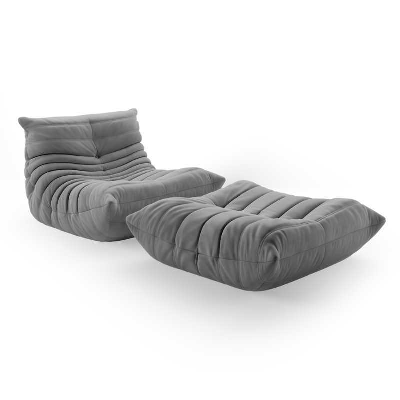 Ensemble de fauteuil à billes sans accoudoirs en suède, Microfibre/microsuède gris