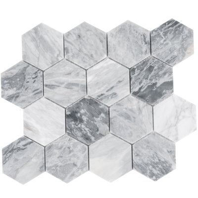 Carreau de mosaïque hexagonal gris clair Calacatta 12 x 10 po Toscana pour mur et plancher (4,38 pieds carrés / caisse, paquet de 5)