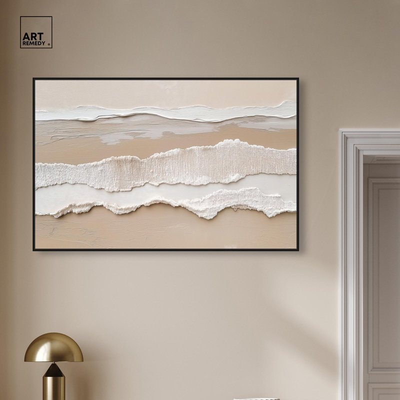 Toile texturée «Sea II» par Art Remedy, H 31 po x l 46 po, Cadre flottant, Noir
