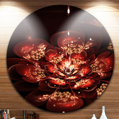 «Red Flowers in Fractal Motif», reproduction d'impression sur métal