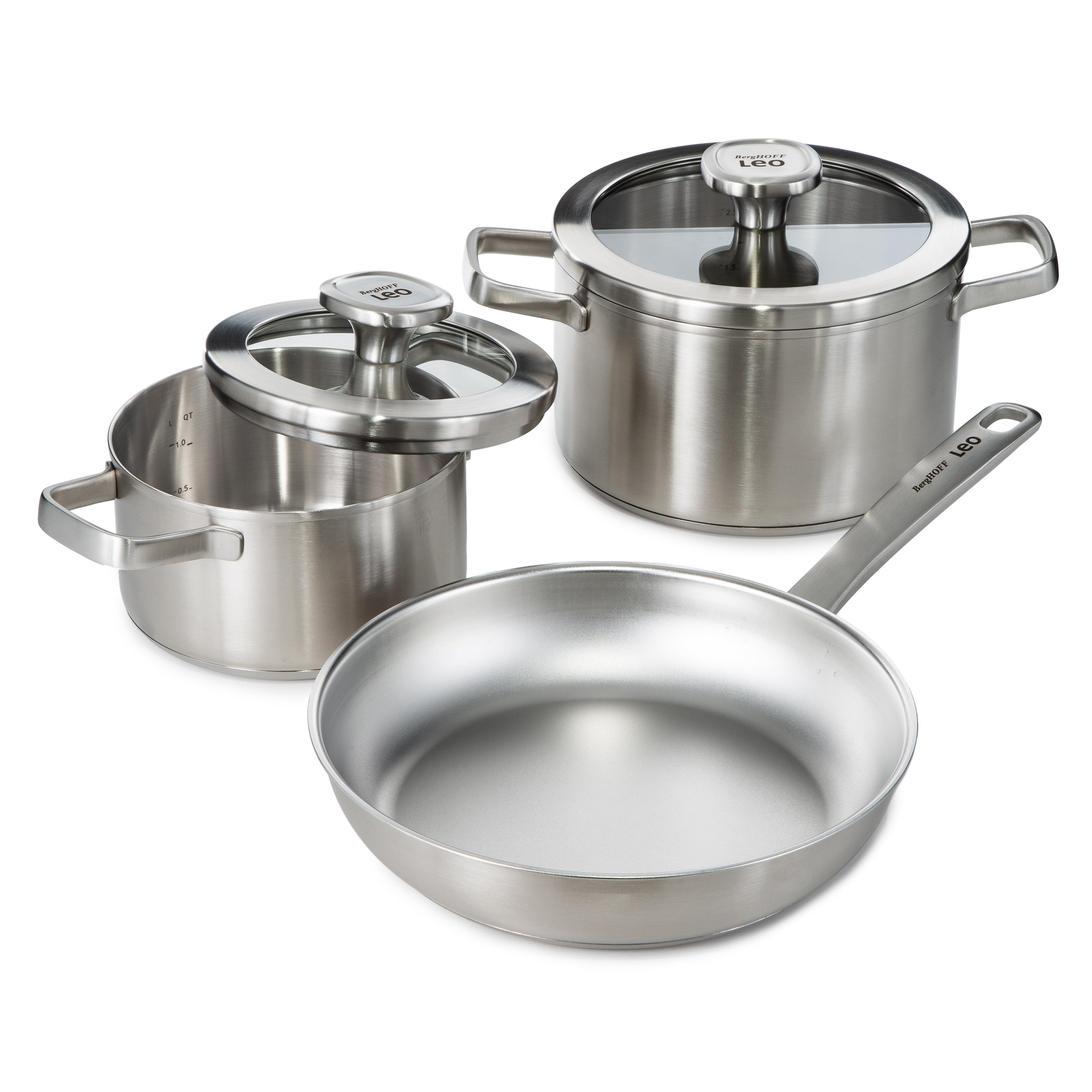 BergHOFF Graphite 5Pc Recycled 18/10 Stainless Steel Cookware Set