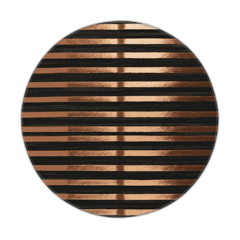 HorizontalStripes Brown Indoor and Outdoor Area Rug, Rectangle 5' x 7'