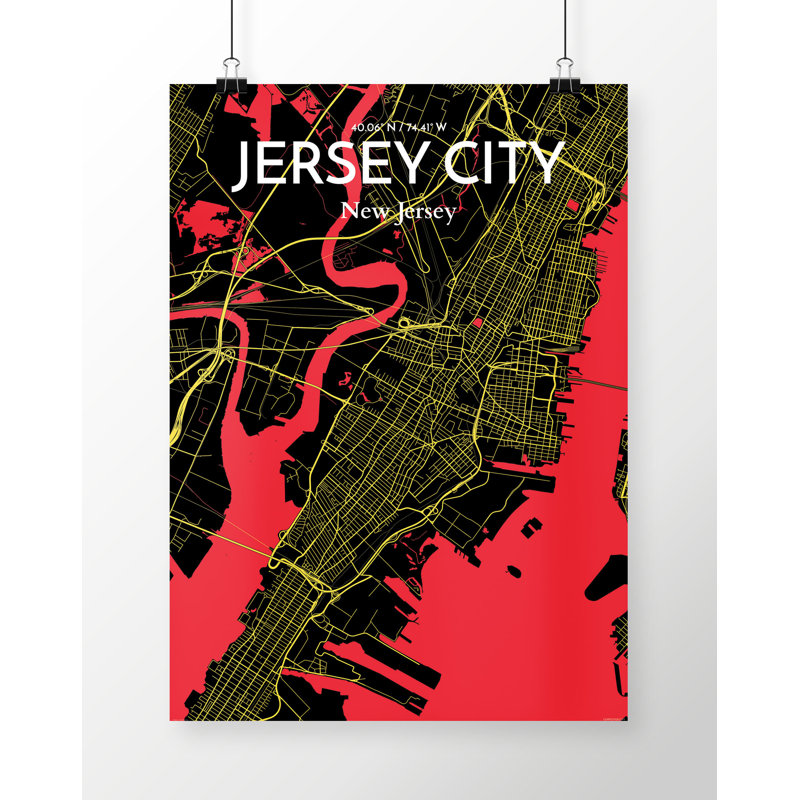Jersey City City Map - No Frame Print, 50.8cm H x 40.6cm W x 0.1cm D