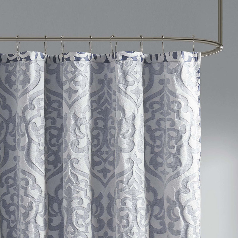Darby Home Co Aislah Damask Jacquard Shower Curtain, Bleu
