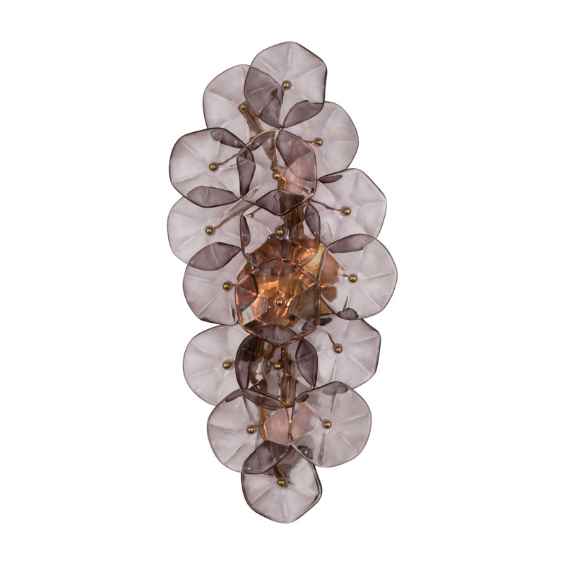 Seguis 23'' Aged Brass Sconce, Mauve
