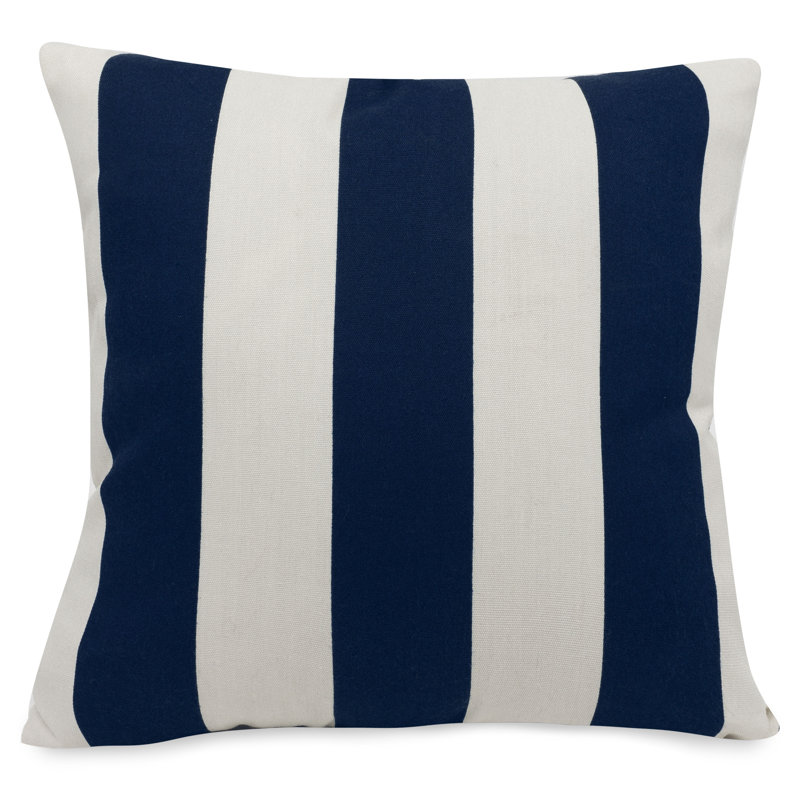  Striped Outdoor Square Throw Pillow, Navy Blue