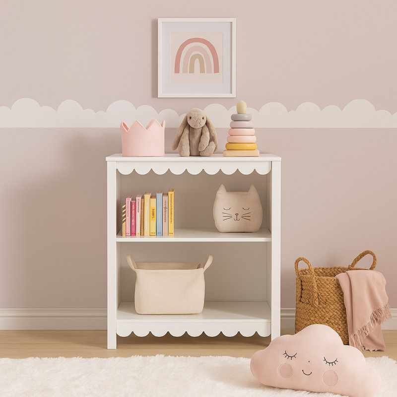 Kally Standing Bookcase, 3 Open Shelves, Matte White Wood, 41 Inch