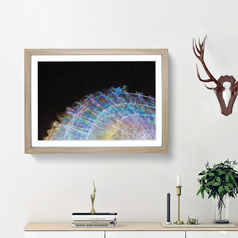 Lights of the Ferris Wheel in Abstract - Picture Frame Painting Print, Oak Framed, 48cm H x 65cm W x 2cm D