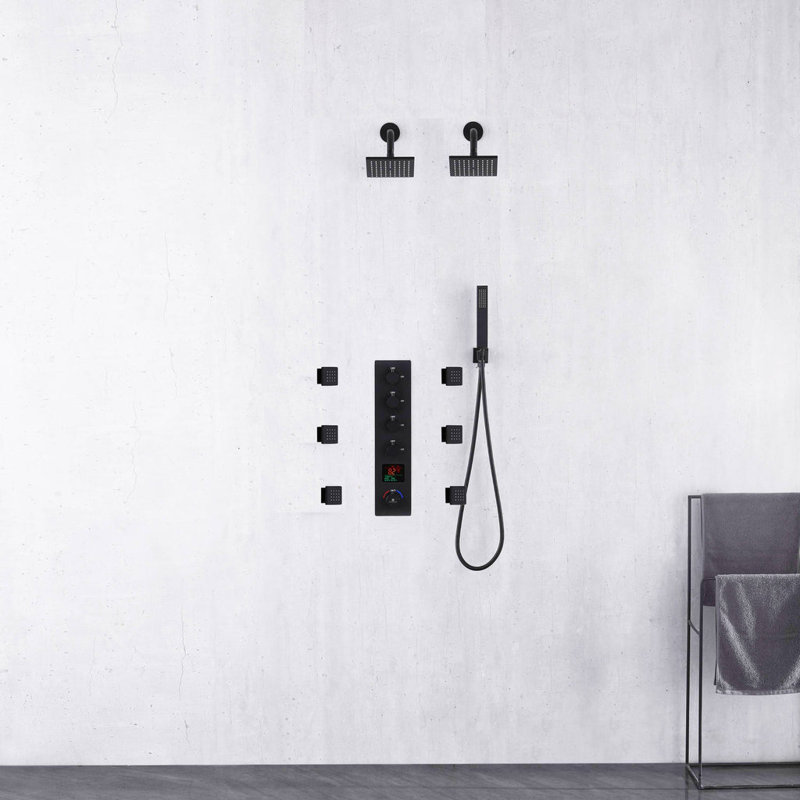 Thermostatic All-In-One Kit with Rough in-Valve, Matte Black