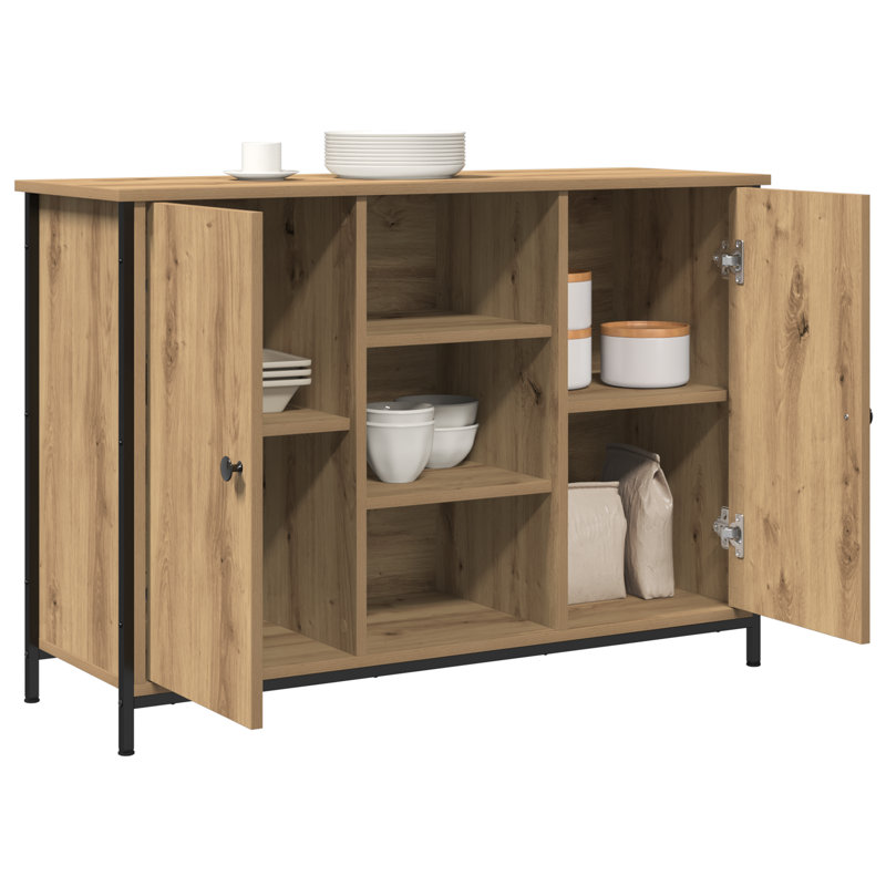 Sideboard 100X35x70 Cm Engineered Wood And Steel, Artisan Oak
