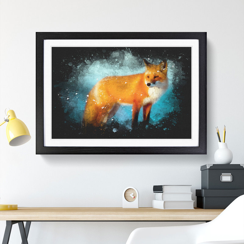 Red Fox Vol.3 - Picture Frame Painting, 65cm H x 90cm W x 2cm D, Black Framed