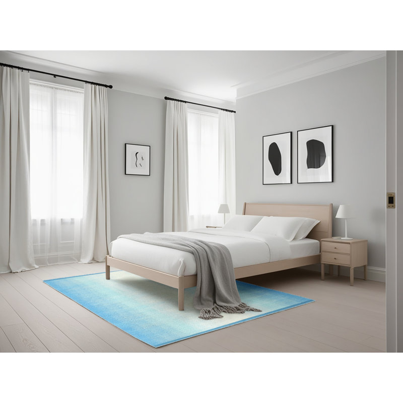 Tapis abstrait bleu / beige, Rectangle 5 pi x 7 pi