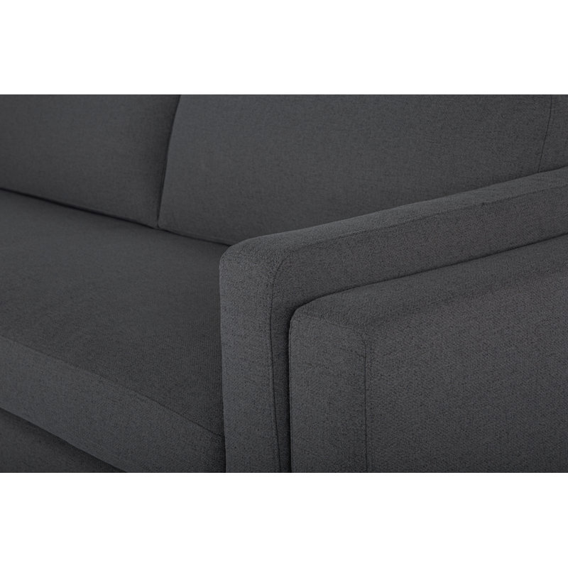 Jasso 98" Upholstered Sofa, Charcoal Textured Performance Basketweave