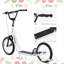 Scooters réglables en blanc pour enfants, 54,8 x 22,8 x 35,5 po avec trottinette en acier blanc doux