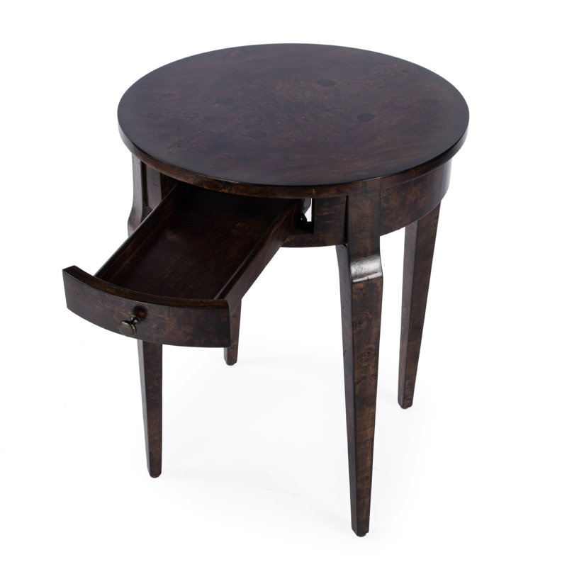 Archer 1 Drawer Burl Side Table, Dark 