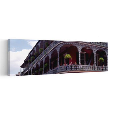 People Sitting In A Balcony, French Quarter, New Orleans, Louisiana, Usa Abstract Contemporary Architecture City Wall Art