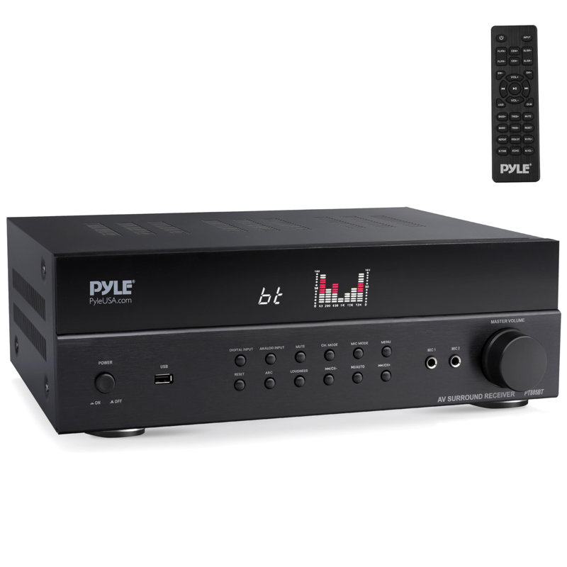 Système stéréo Hi Fi avec récepteur de cinéma maison Pyle - Système de divertissement ambiophonique avec amplificateur de son ambiophonique 7,2 canaux avec support ARC, radio MP3 / USB / DAC / FM, PMPO: 1200MAX - PT885BT