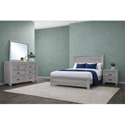 Modern Panel Bedroom Set in Light Gray Finish