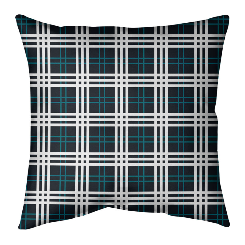 Coussin Los Angeles, 26 po x 26 po, Polyester/ Bourre en polyester, Noir / blanc / bleu sarcelle Jacksonville 