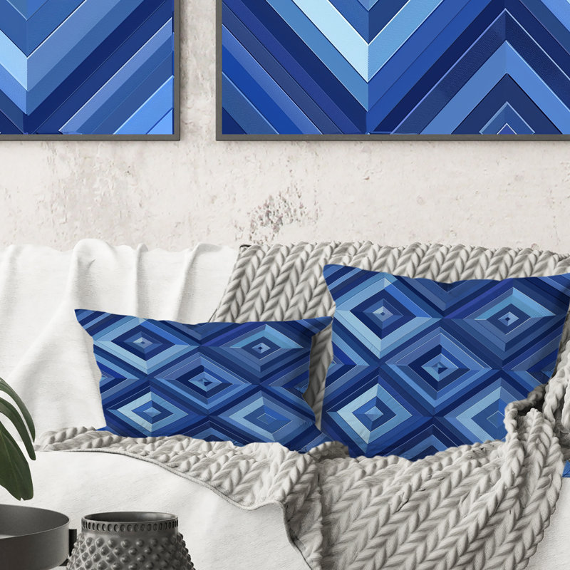 Coussin Blue Modern Maze II - Modern, H 16 po x l 16 po
